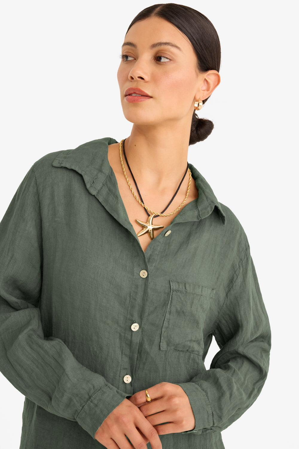 The Playa Linen Shirt in Olive