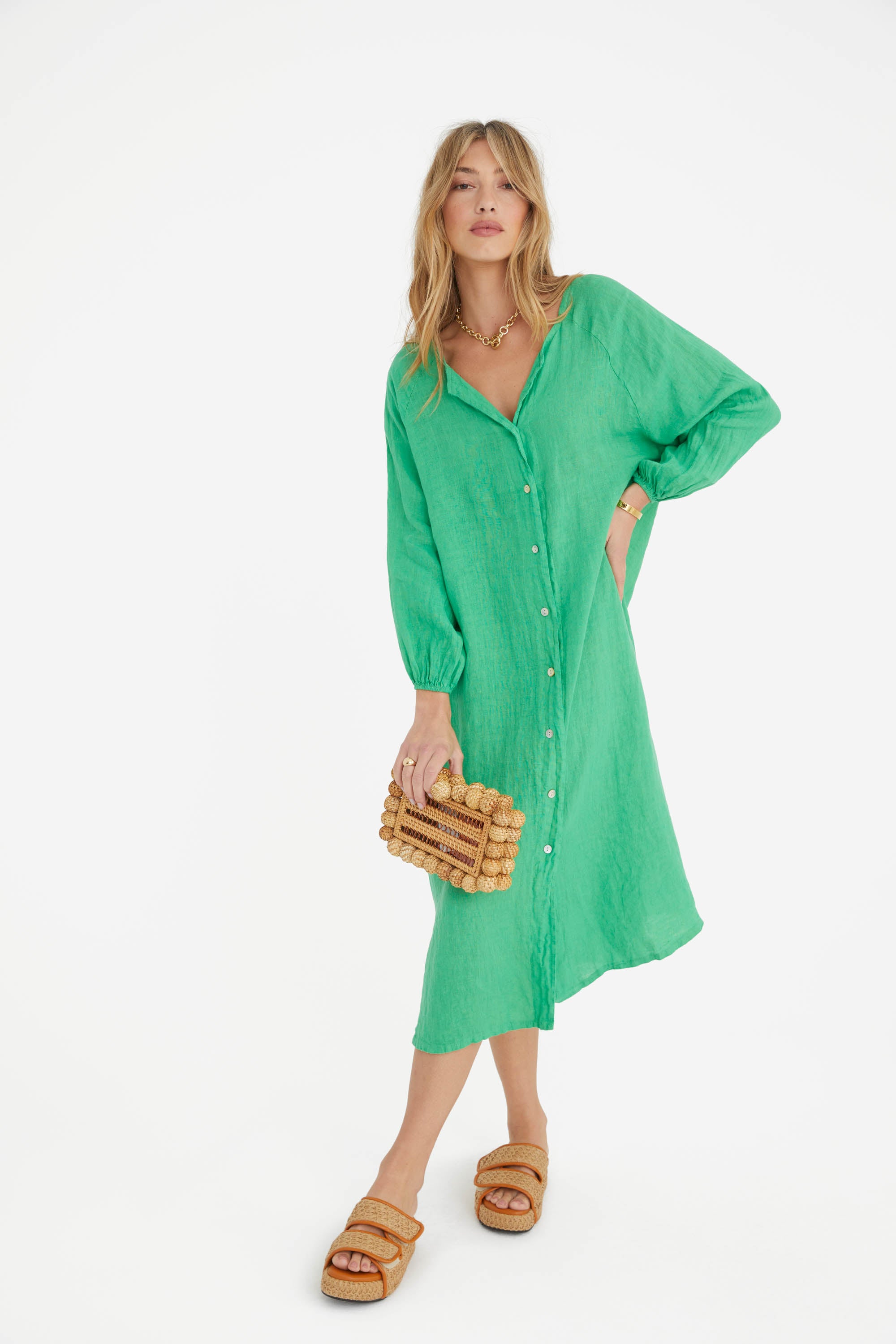 The Camille Dress in Vert