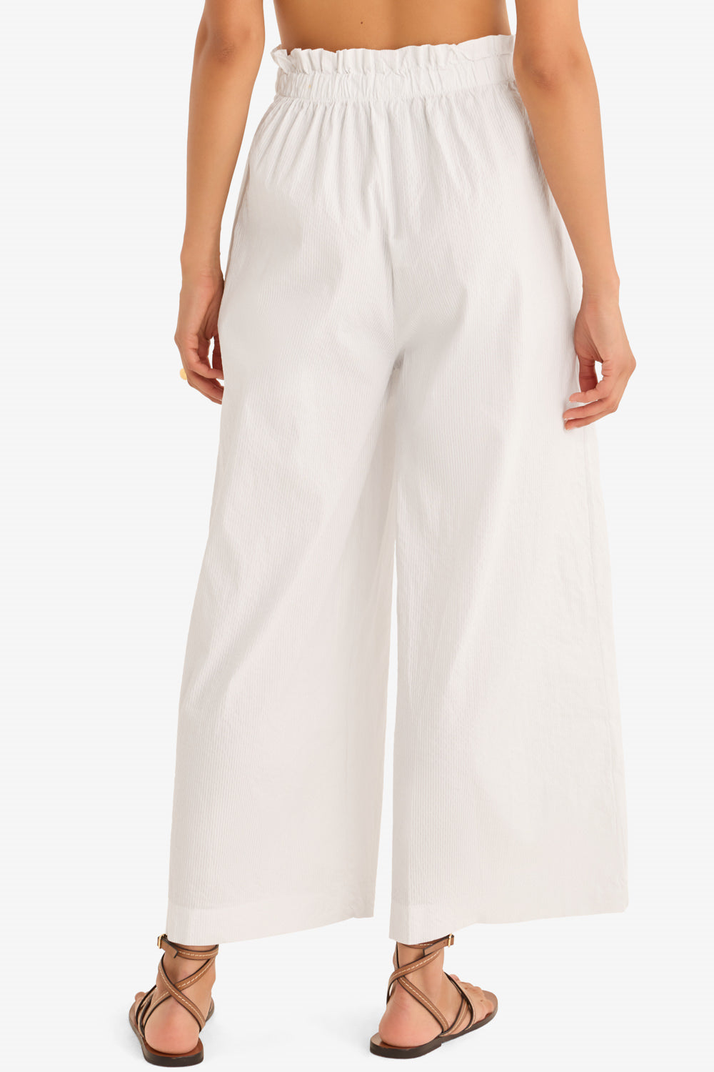 The Striped Poplin Pant in White Stripes