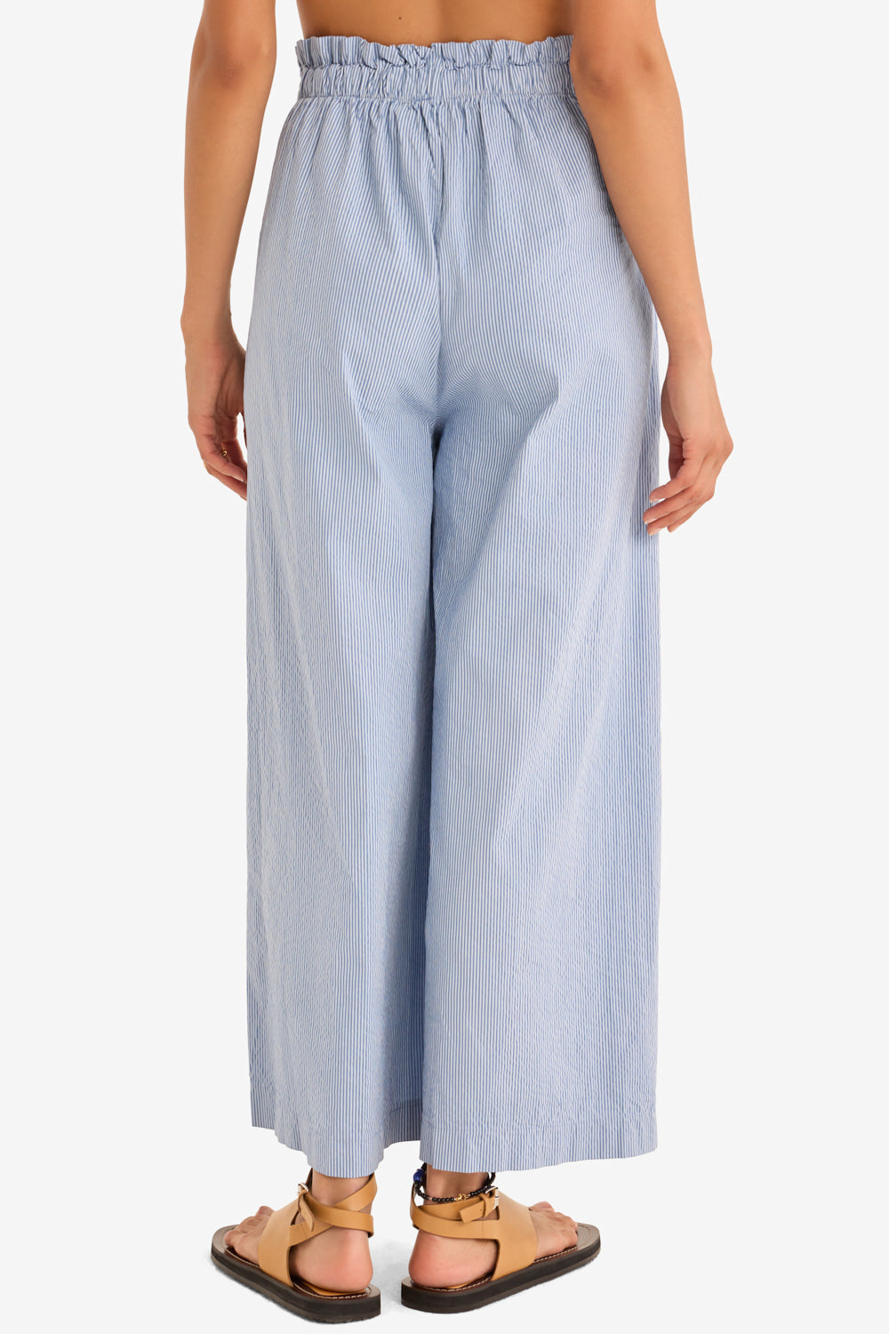 The Striped Poplin Pant in Bleu Stripes