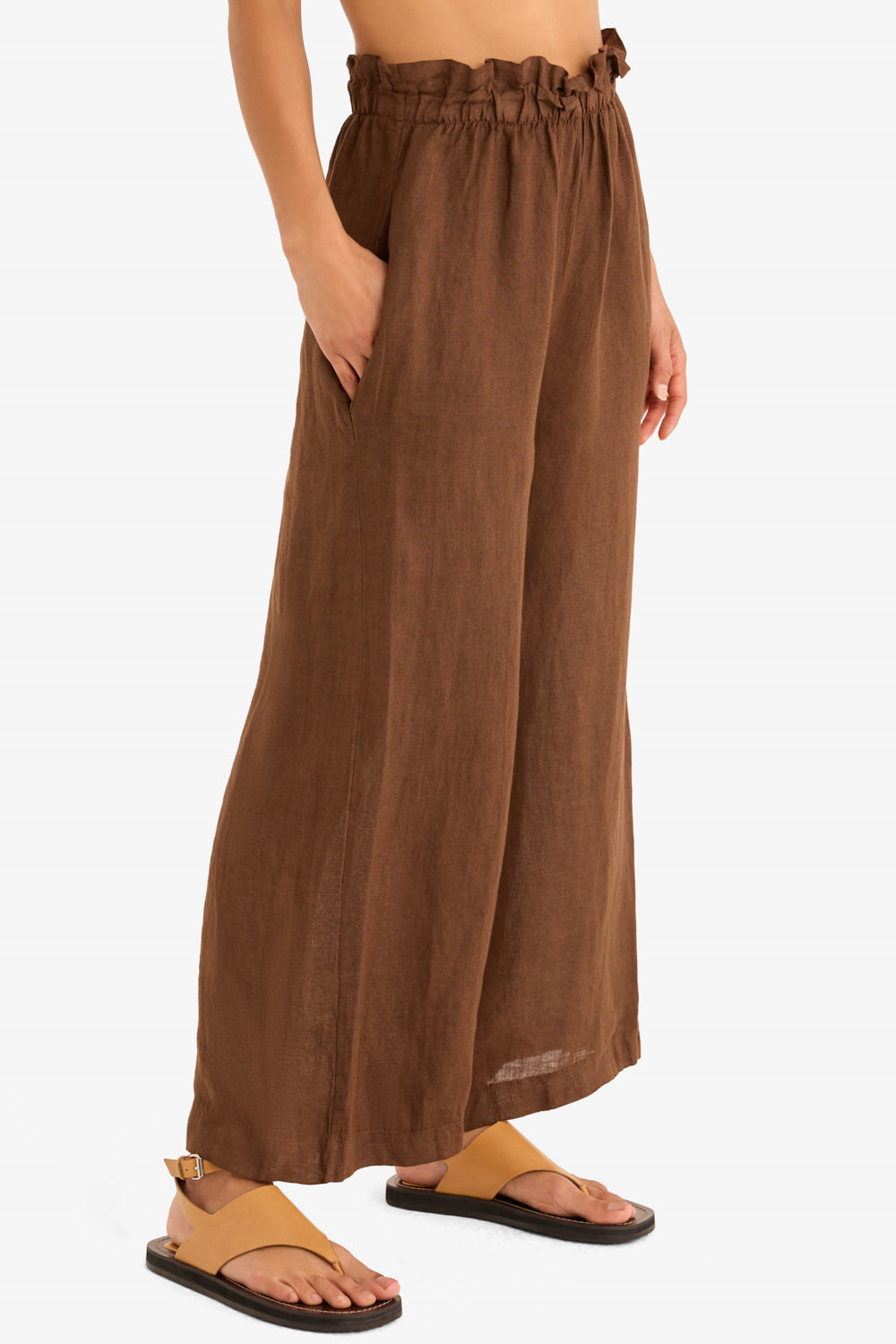The Arches Linen Pant in Cafe