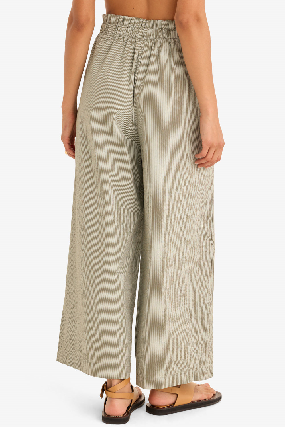 The Striped Poplin Pant in Olive Stripes - Marché