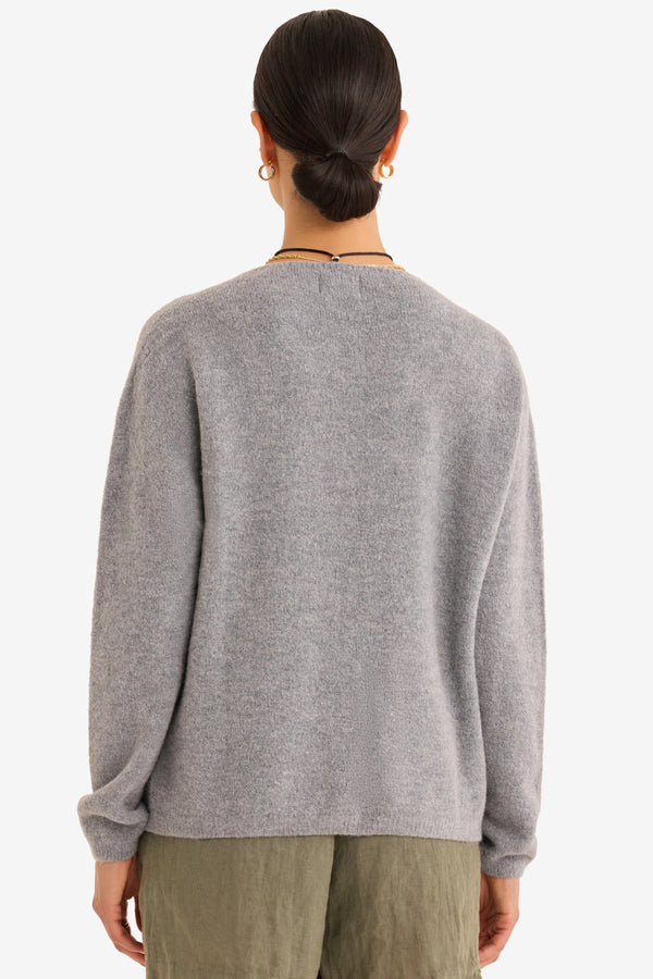 GUESS Women's Colette Long Sleeve Cable Knit Sweater – Grey Melange, Relaxed Fit - View #6