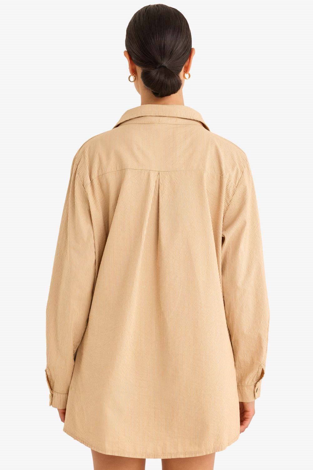 The Playa Poplin Shirt in Camello Stripes