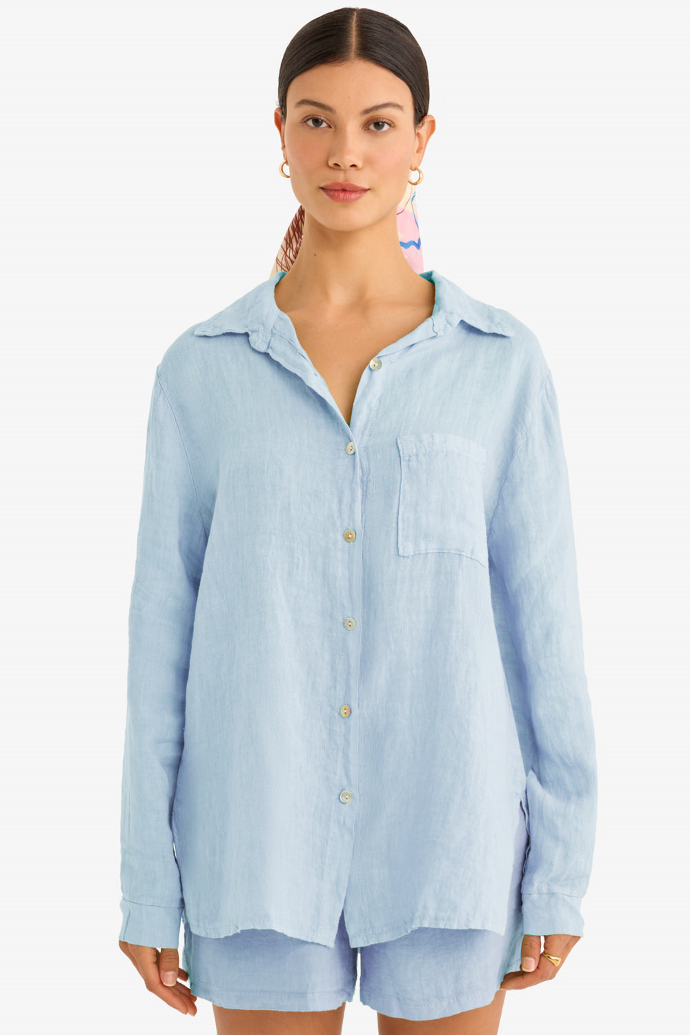 The Playa Linen Shirt in Sky - Marché