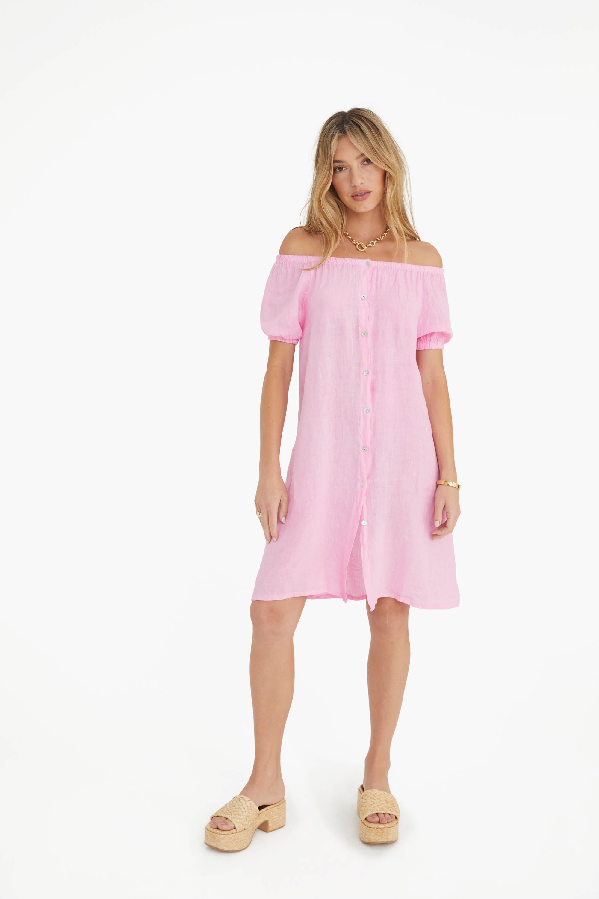 The Antibes Linen Dress in Rose