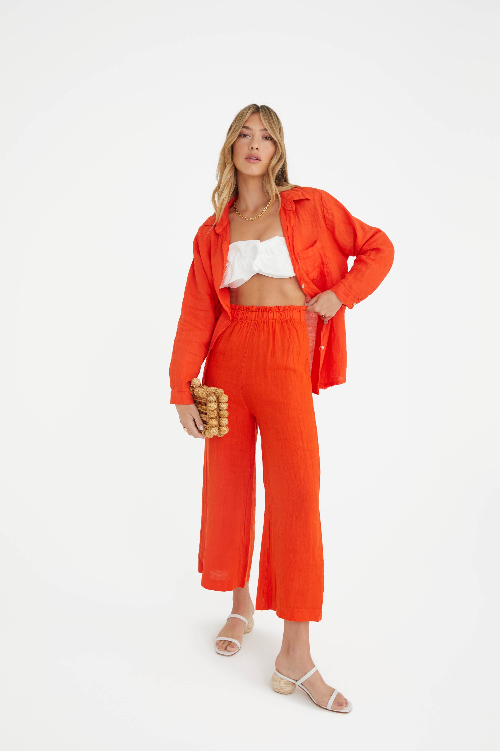 The Arches Linen Pant in Papaya