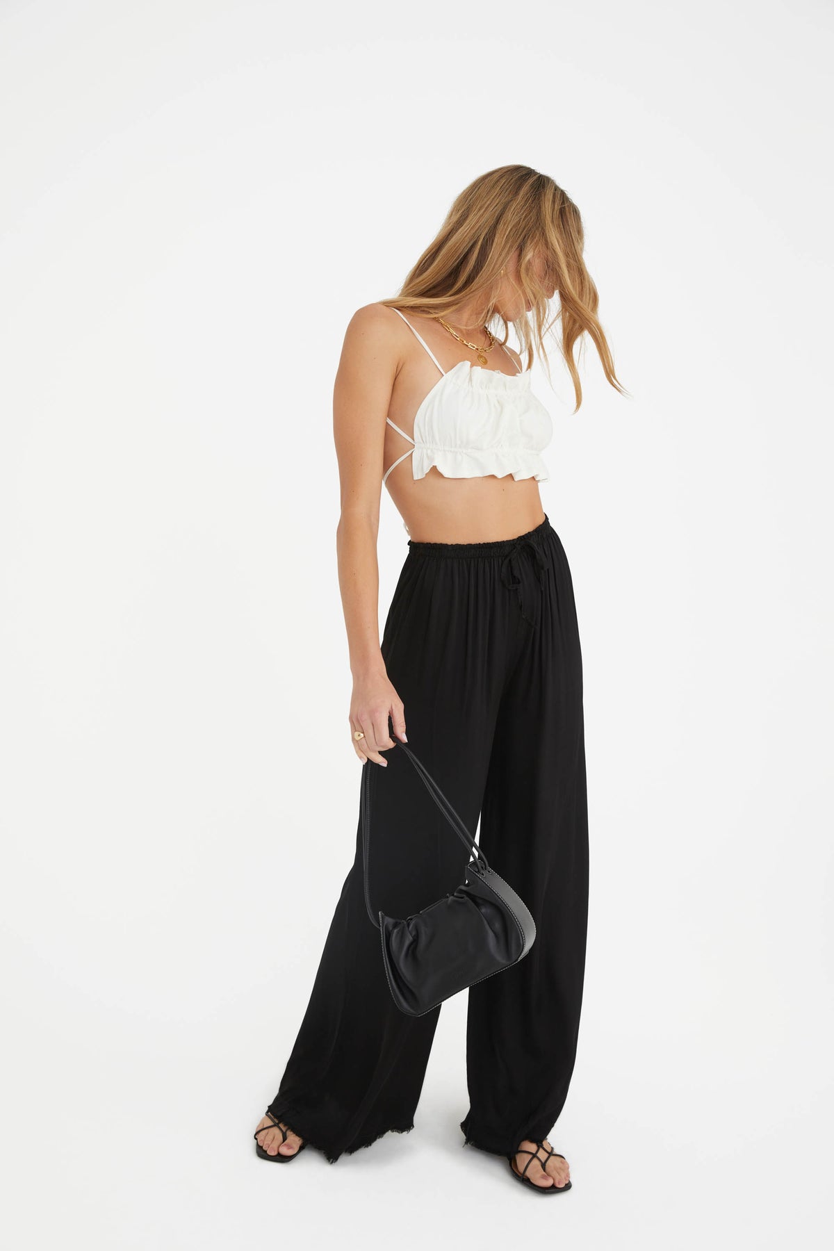 The Rising Satin Pants in Black - Marché