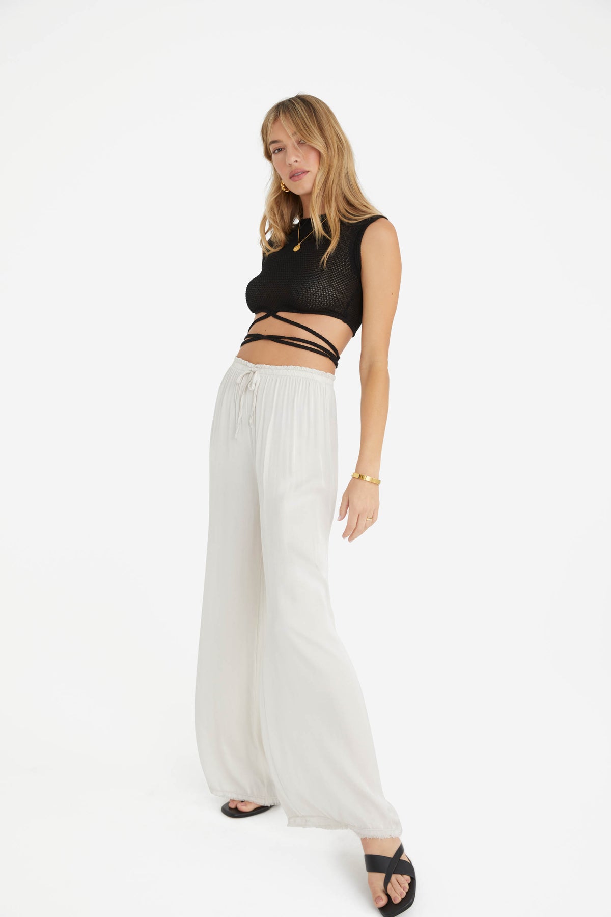 The Rising Satin Pants in Beige