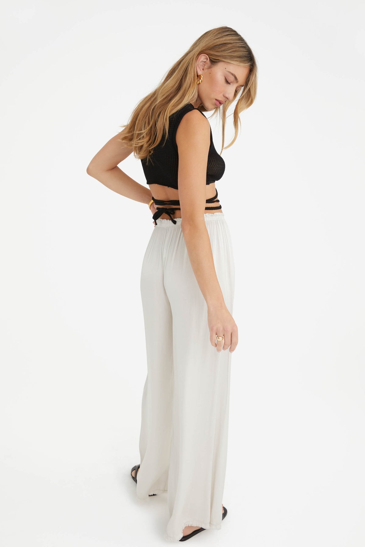 The Rising Satin Pants in Beige