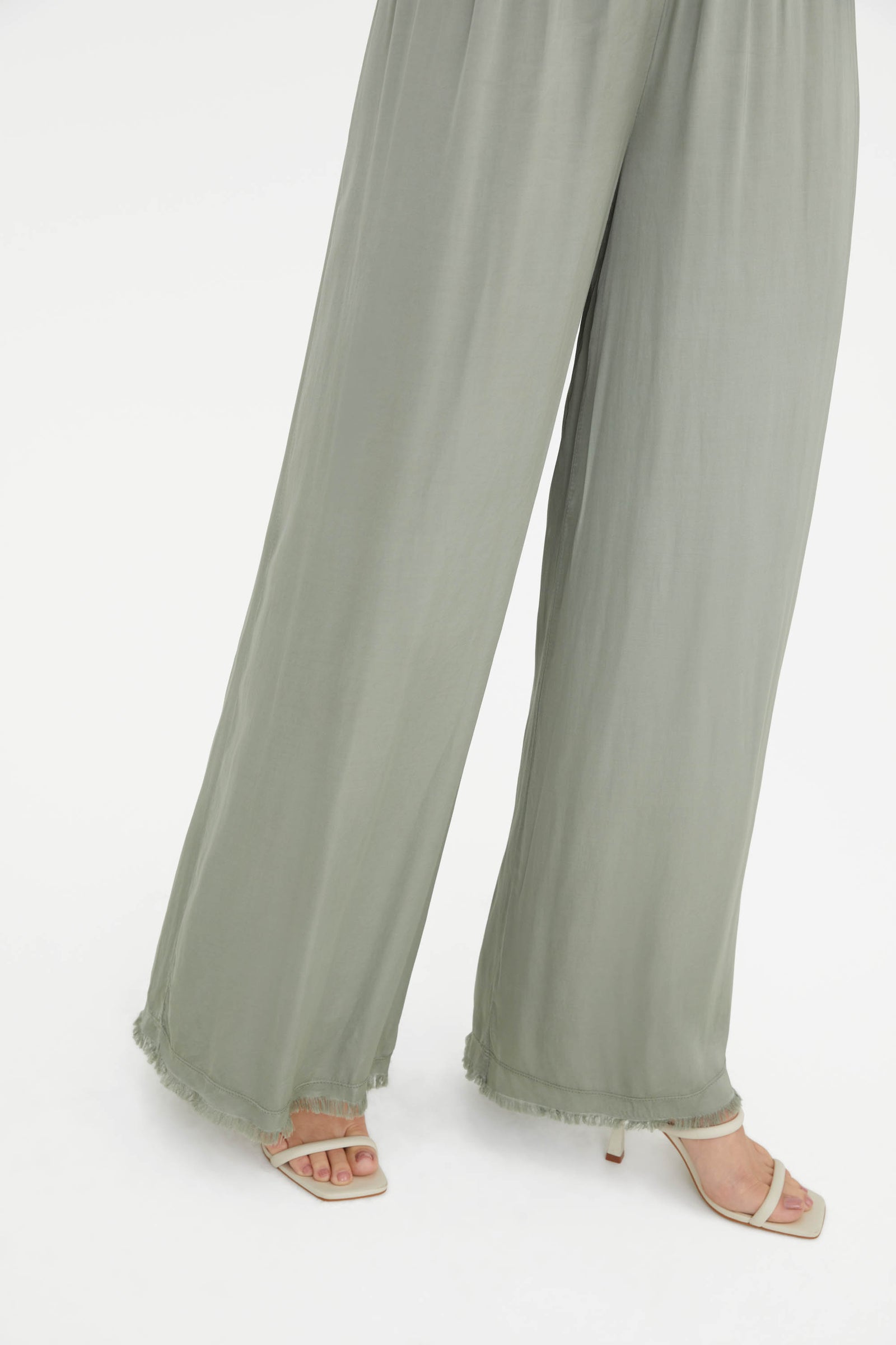 The Rising Satin Pants in Sage