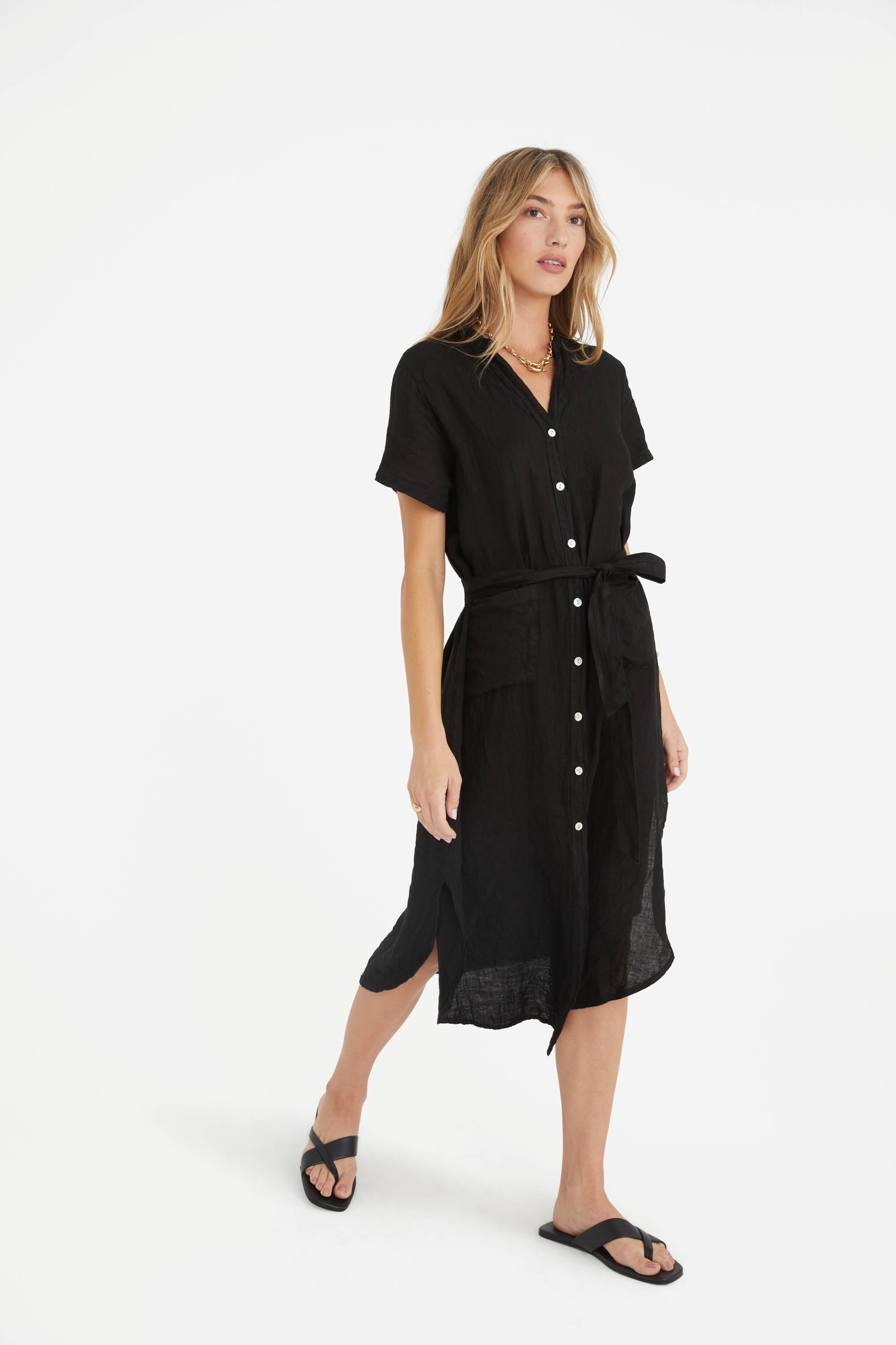 The Rosemary Linen Dress in Black