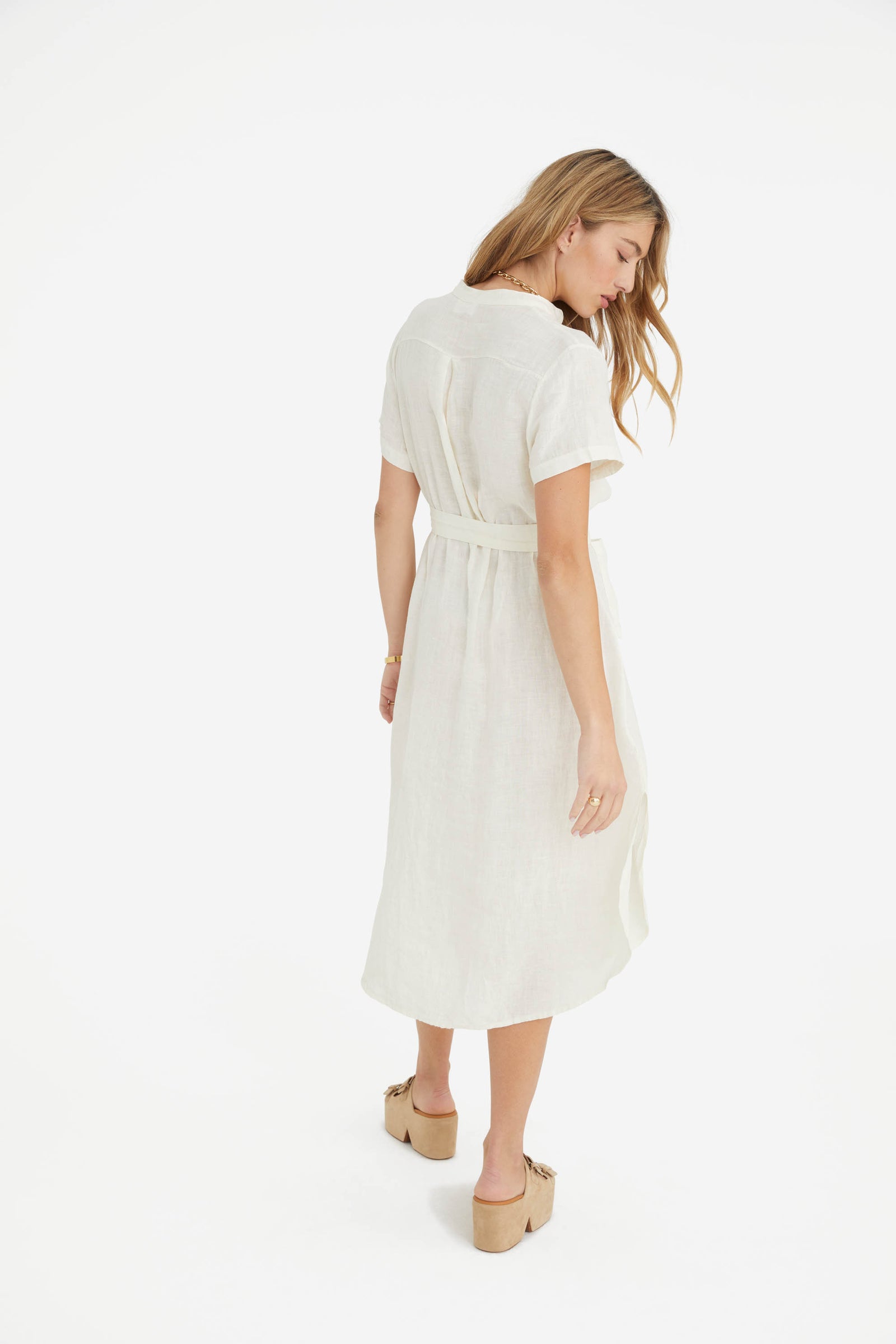 The Rosemary Linen Dress in Ecru